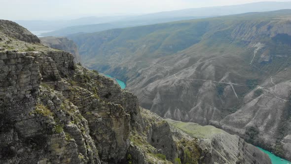 Aerial View of Sulak Canyon Which is One of the Deepest Canyons in the World