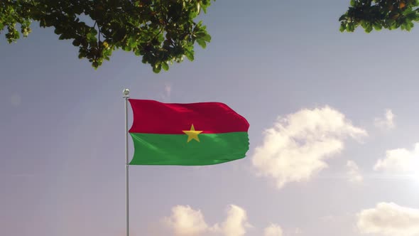 Burkina Faso Flag With  Modern City 