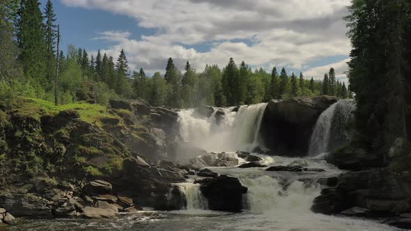 Ristafallet Waterfall in the Western Part of Jamtland