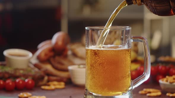 Pouring Beer in Glass Closeup