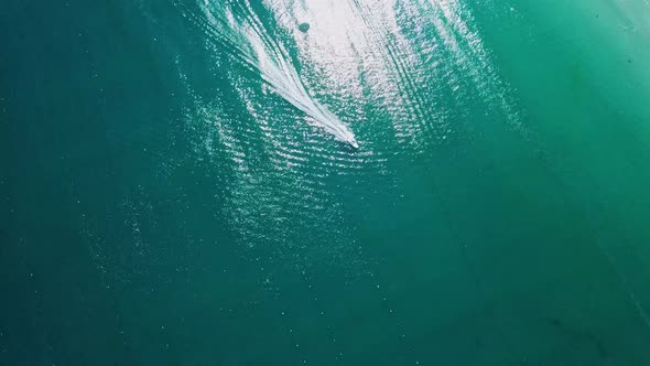 Tourists Parasailing Over Sea Coastline, Drone Point View.