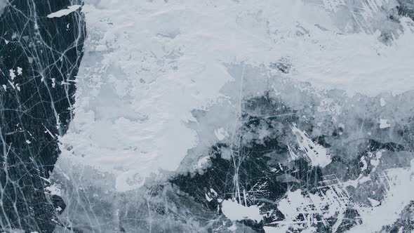 Frozen Lake Baikal Aerial View