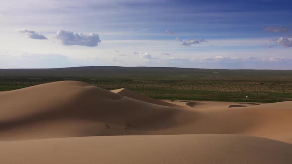 Sand Dunes in Gobi Desert at Sunset