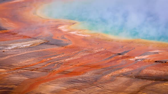 Steam rising from the Grand Prismatic Spring in Yellowstone