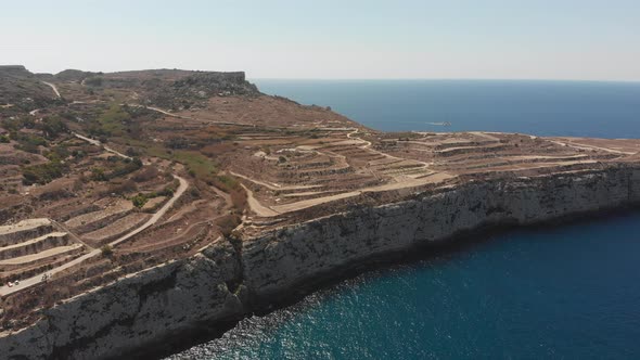 Aerial drone video from western Malta, Mgarr area, Fomm ir-Rih bay.