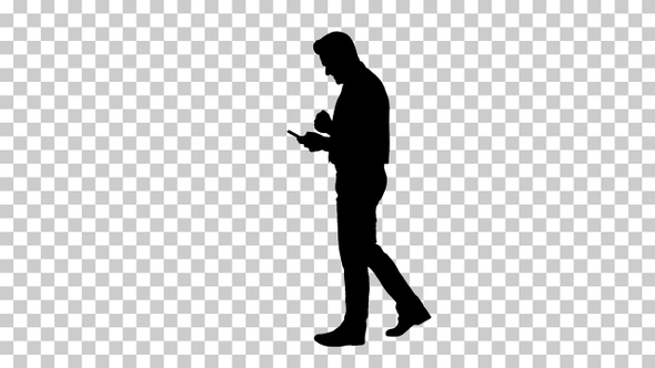 Silhouette Man walking, Alpha Channel alt