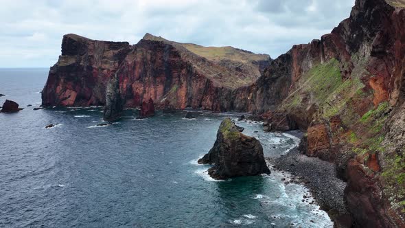 Dramatic rock formations and rugged sea cliffs of Ponta de São Lourenço