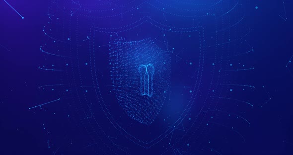 Shield data on abstract tech background. Protection data connection.