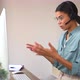 Cheerful Multiracial Young Woman Using Computer for Remote Work at Home Office - VideoHive Item for Sale