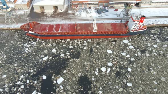 Cargo ship aerial view