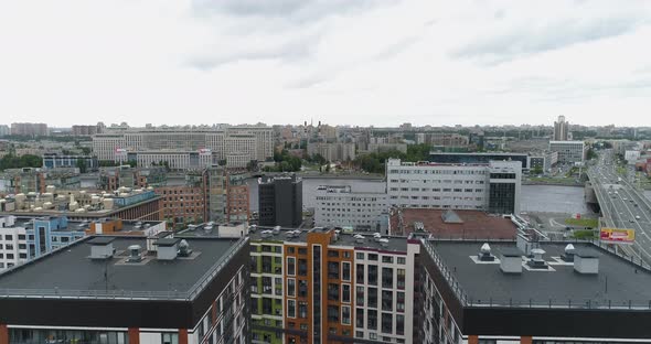 Timelapse Aerial View of Modern Residential Area and City Traffic