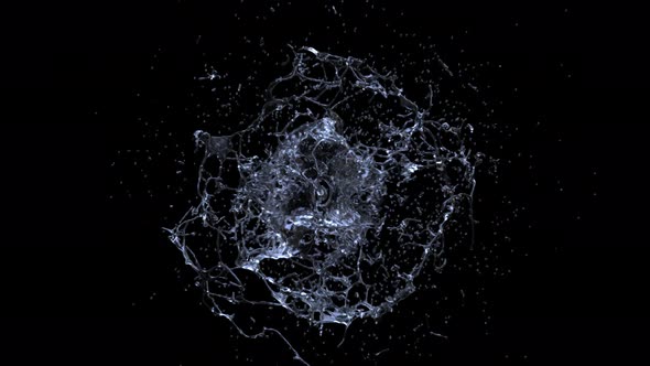Water splashing explode from center around itself alt