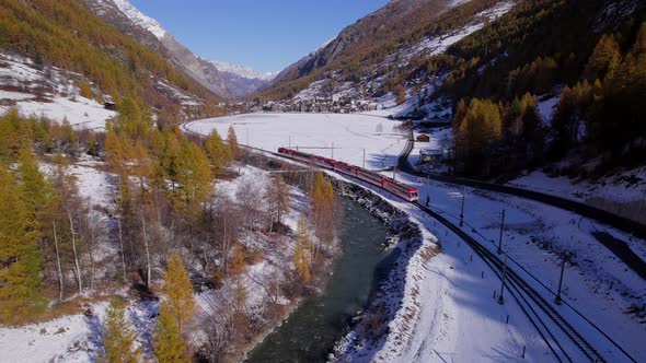 Snow Train in Switzerland Used to Shuttle Passengers and Skiers to Ski Resorts