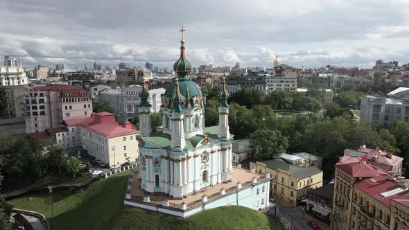 Kyiv. Ukraine. St. Andrew's Church. Aerial