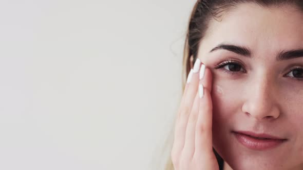 Face Serum Skincare Woman Applying Oil on Skin