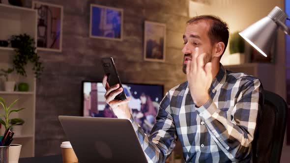 Successful Businessman Talking During a Video Call