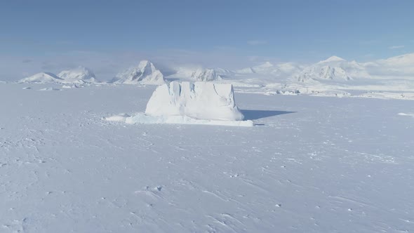 Iceberg Stuck Frozen Antarctic Ocean Water Aerial