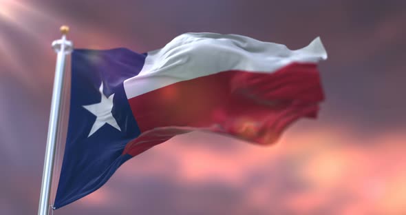 Flag of Texas at Sunset