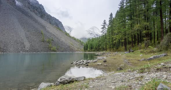 Mountain Lake Timelapse at the Summer or Autumn Time