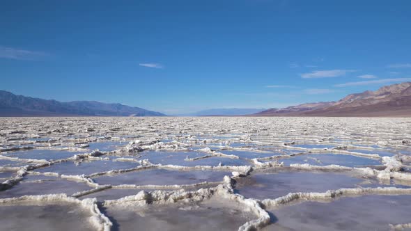 Badwater Basin at Sunny Day. Death Valley. California, USA. Aerial View