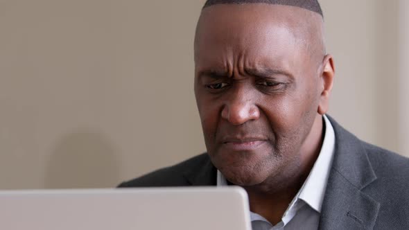 Closeup Male Wrinkled Emotional Face Mature Adult Elderly African American Business Man Leader Boss