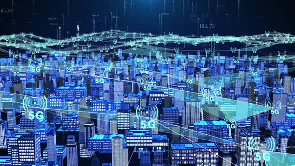 Technology Smart City Covered By 5g Network Signal