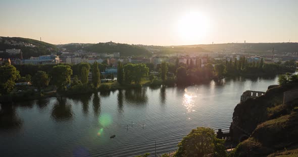 Timelapse of the river in the evening