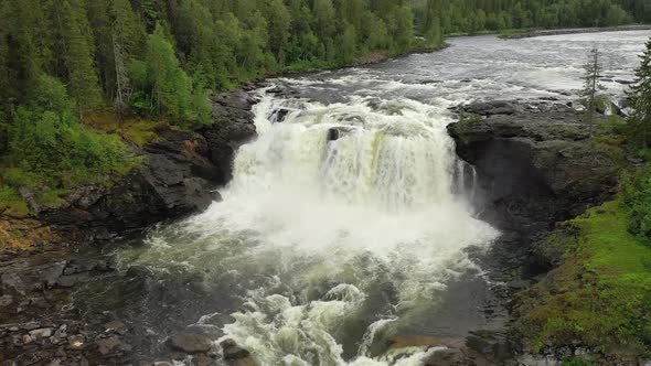 Ristafallet Waterfall in the Western Part of Jamtland