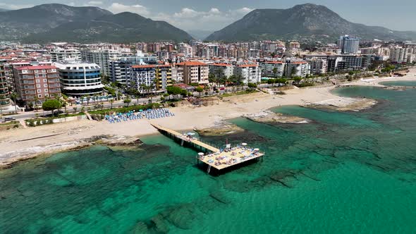 Colorful city Aerial View 4 K Alanya Turkey