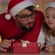 Father and Girl Open Gift Box with Magic Light at Dark Next to Christmas Tree - VideoHive Item for Sale