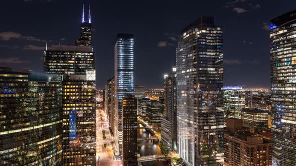 Chicago Cityscape Night Time Lapse