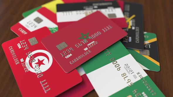 Emphasized Bank Card with Flag of Morocco