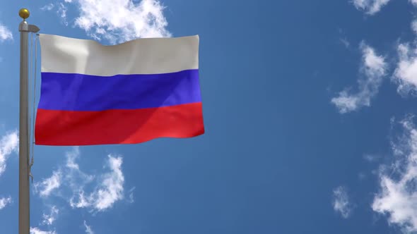 Russia Flag On Flagpole