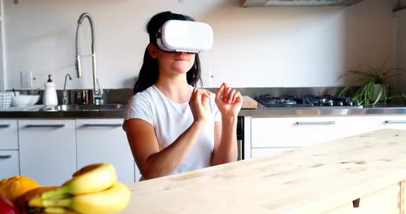 Woman using virtual glasses