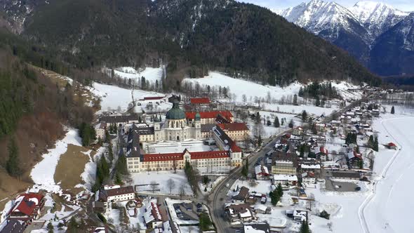 Germany, Bavaria, Garmisch Partenkichen, Ettal Abbey in winter