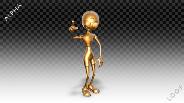 3D Gold Man - Cartoon Pop Dance