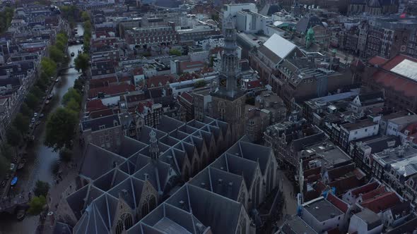 Old Church, Cathedral in Amsterdam Wide Aerial Establisher