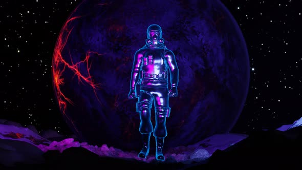 A Neon Astronaut Walks the Planet