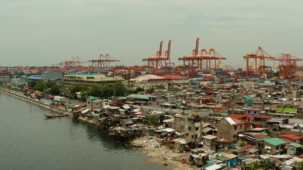 Industrial Sea Port with Containers, Manila, Philippines