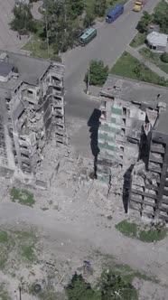 Vertical Video of a House Destroyed By the War in Ukraine