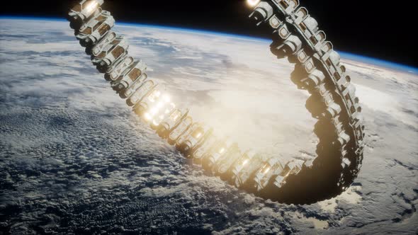 Futuristic Space Station on Earth Orbit alt