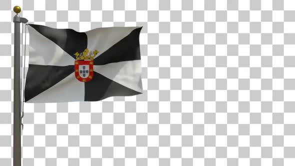 Ceuta Flag on Flagpole with Alpha Channel
