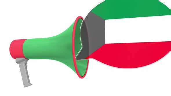 Loudspeaker and Flag of Kuwait on the Speech Bubble