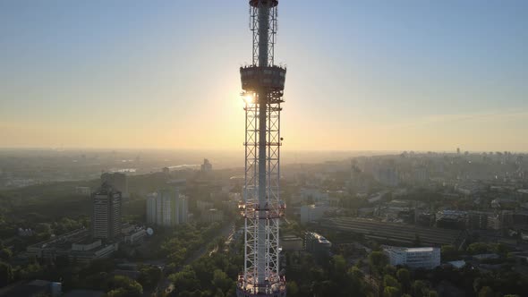 TV Tower in the Morning at Dawn in Kyiv, Ukraine