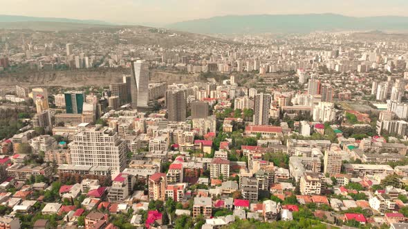Static Aerial Panoramic View Of Tbilisi City