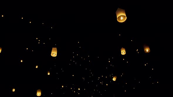 Chiang Mai Thailand White Lantern in the Sky for the Loi Krathong or Yee Peng Festival