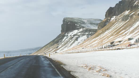 Car Driving on the Beautiful Road in Iceland