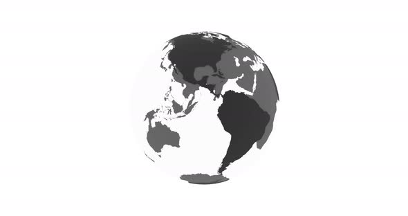 Globe Icon with Smooth Shadows and White Map of the Continents of the World