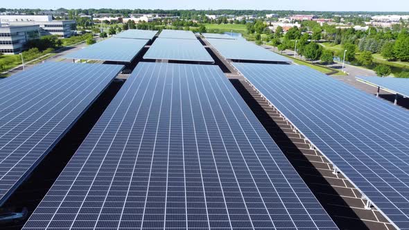 Solar panels installed in a corporate parking lot, Chase Bank, Columbus, Ohio