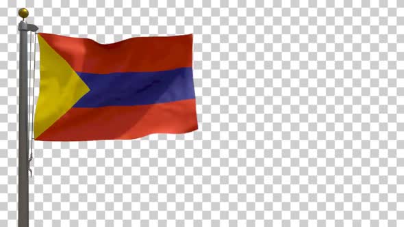 San Juan de Pasto City Flag (Colombia) on Flagpole with Alpha Channel - 4K